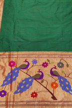 Green Paithani Handloom Pure Silk Saree - Luxurion World
