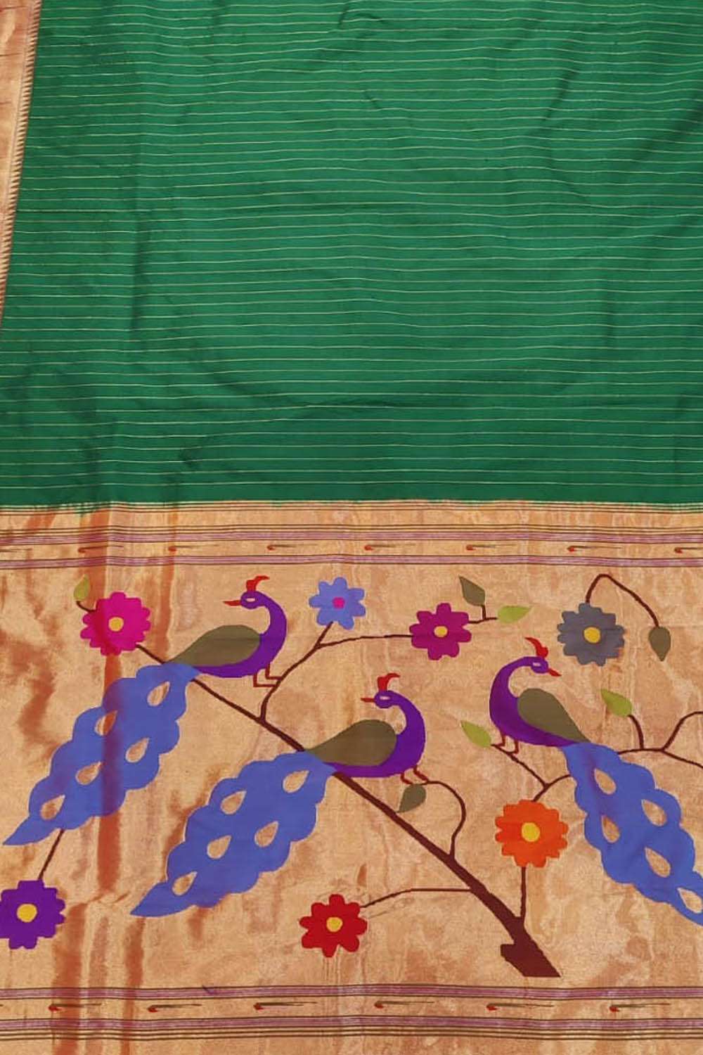 Green Paithani Handloom Pure Silk Saree - Luxurion World