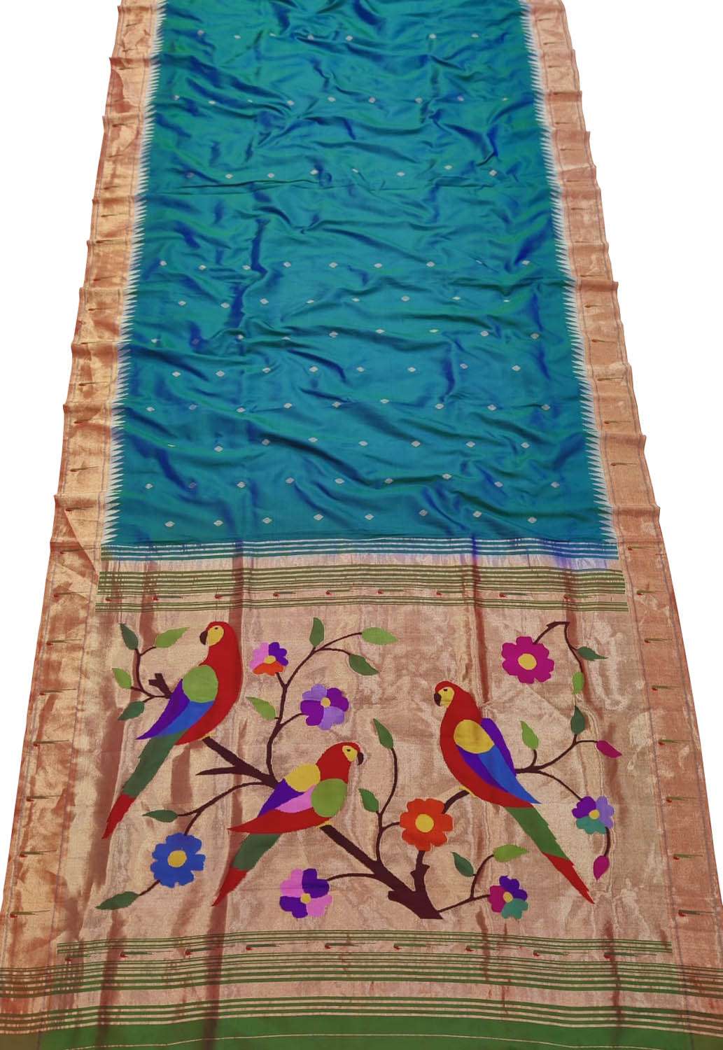 Green Paithani Handloom Pure Silk Saree - Luxurion World