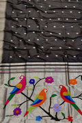 Black Paithani Handloom Pure Silk Saree - Luxurion World