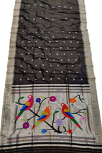 Black Paithani Handloom Pure Silk Saree - Luxurion World