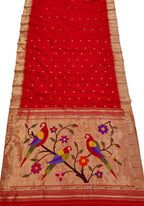 Red Paithani Handloom Pure Silk Saree - Luxurion World