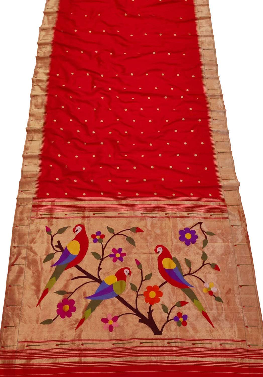 Red Paithani Handloom Pure Silk Saree - Luxurion World