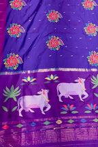 Elegant Purple Paithani Pure Silk Muniya Border Handloom Pure Silk Saree With Petit Point Work - Luxurion World