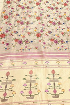 Exquisite Golden Paithani Pure Silk Muniya Border Handloom Pure Silk Saree With Petit Point Work - Luxurion World