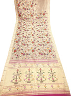 Exquisite Golden Paithani Pure Silk Muniya Border Handloom Pure Silk Saree With Petit Point Work - Luxurion World