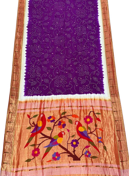 Exquisite Purple Paithani Silk Saree with Muniya Border - Luxurion World