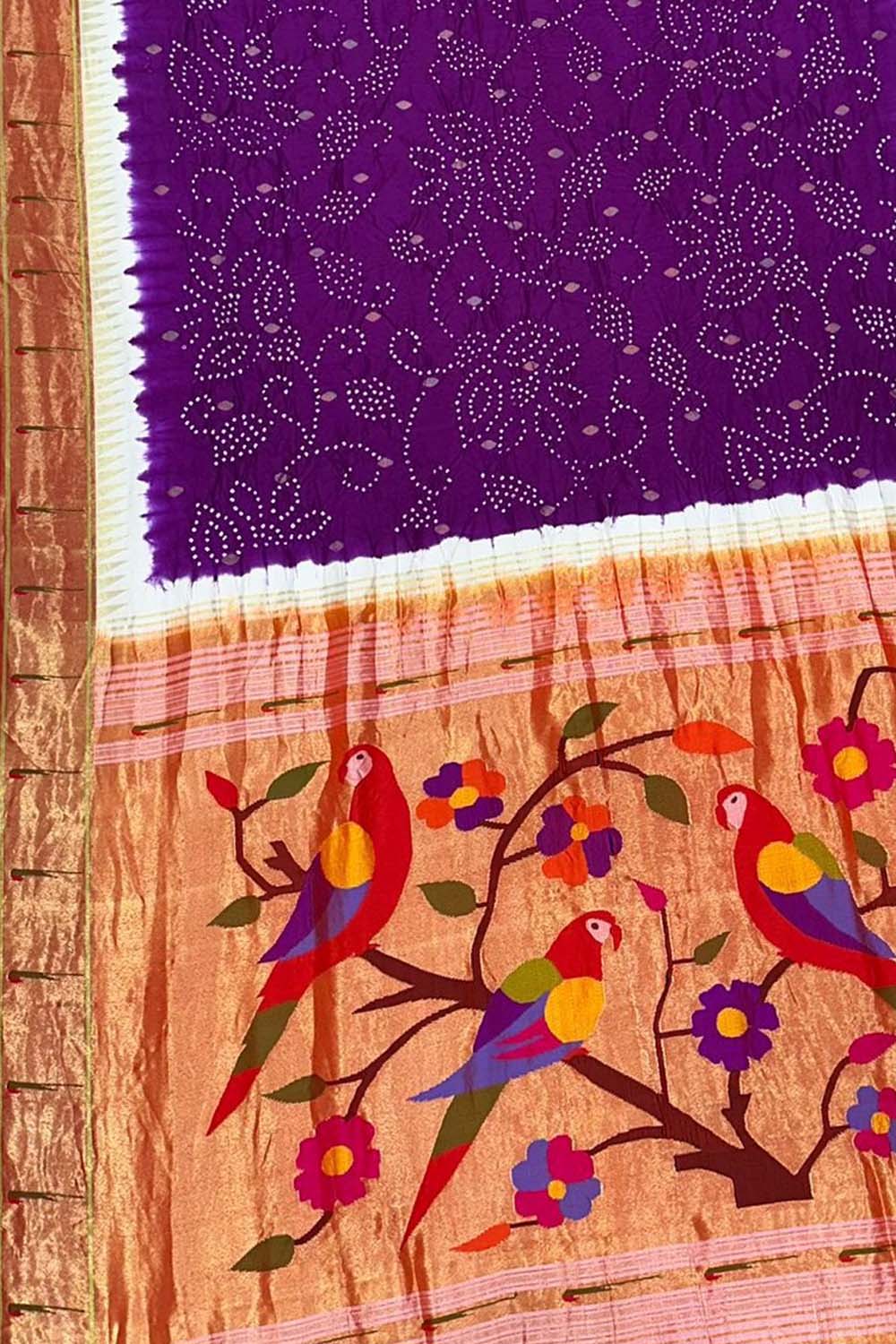 Exquisite Purple Paithani Silk Saree with Muniya Border - Luxurion World