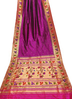 Elegant Purple Paithani Handloom Silk Saree: A Timeless Classic - Luxurion World