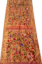 Exquisite Golden Paithani Handloom Pure Silk Saree: Timeless Elegance - Luxurion World