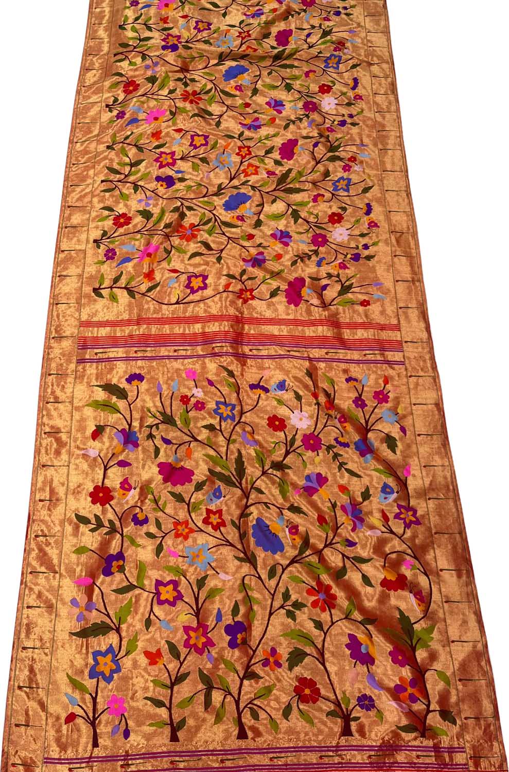 Exquisite Golden Paithani Handloom Pure Silk Saree: Timeless Elegance - Luxurion World