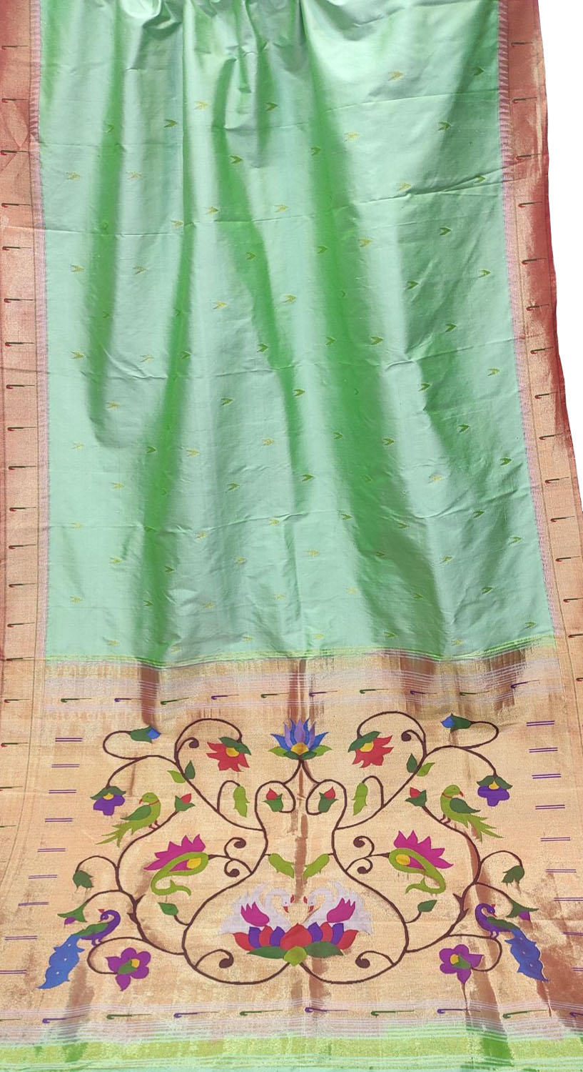 Green Paithani Silk Saree with Muniya Border - Luxurion World