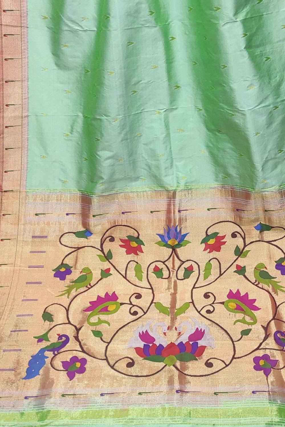 Green Paithani Silk Saree with Muniya Border - Luxurion World