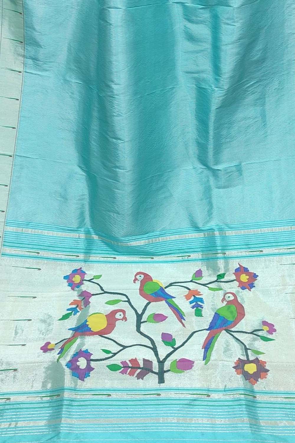 Blue Paithani Silk Saree with Muniya Border - Luxurion World