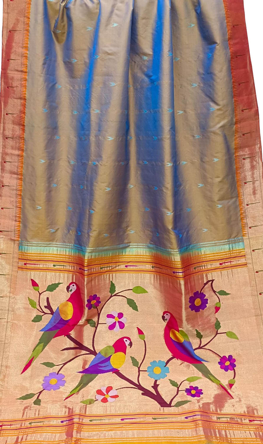 Stunning Multicolor Paithani Silk Saree with Muniya Border - Luxurion World