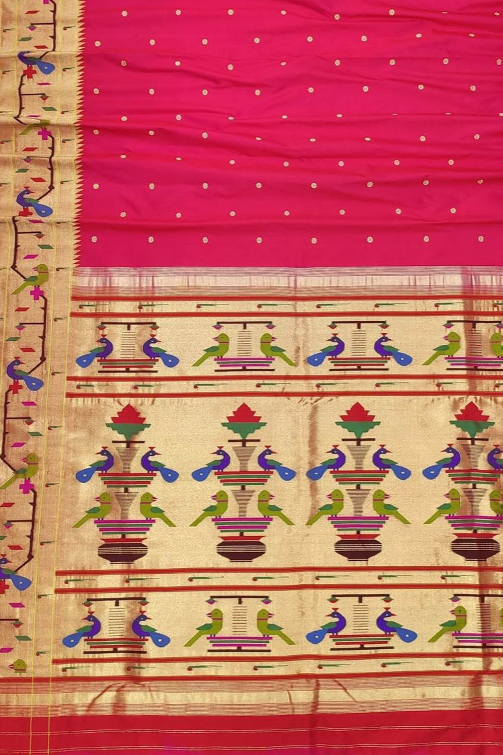 Exquisite Pink Paithani Silk Saree with Muniya Border - Luxurion World