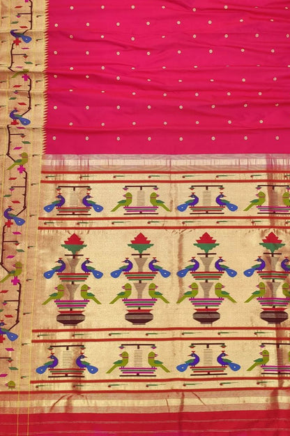 Exquisite Pink Paithani Silk Saree with Muniya Border - Luxurion World
