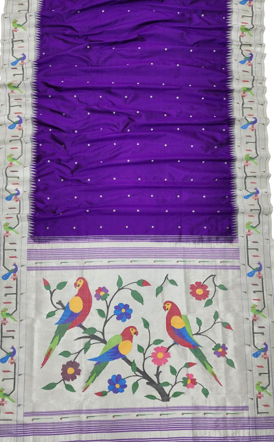 Exquisite Purple Paithani Silk Saree with Muniya Border - Luxurion World