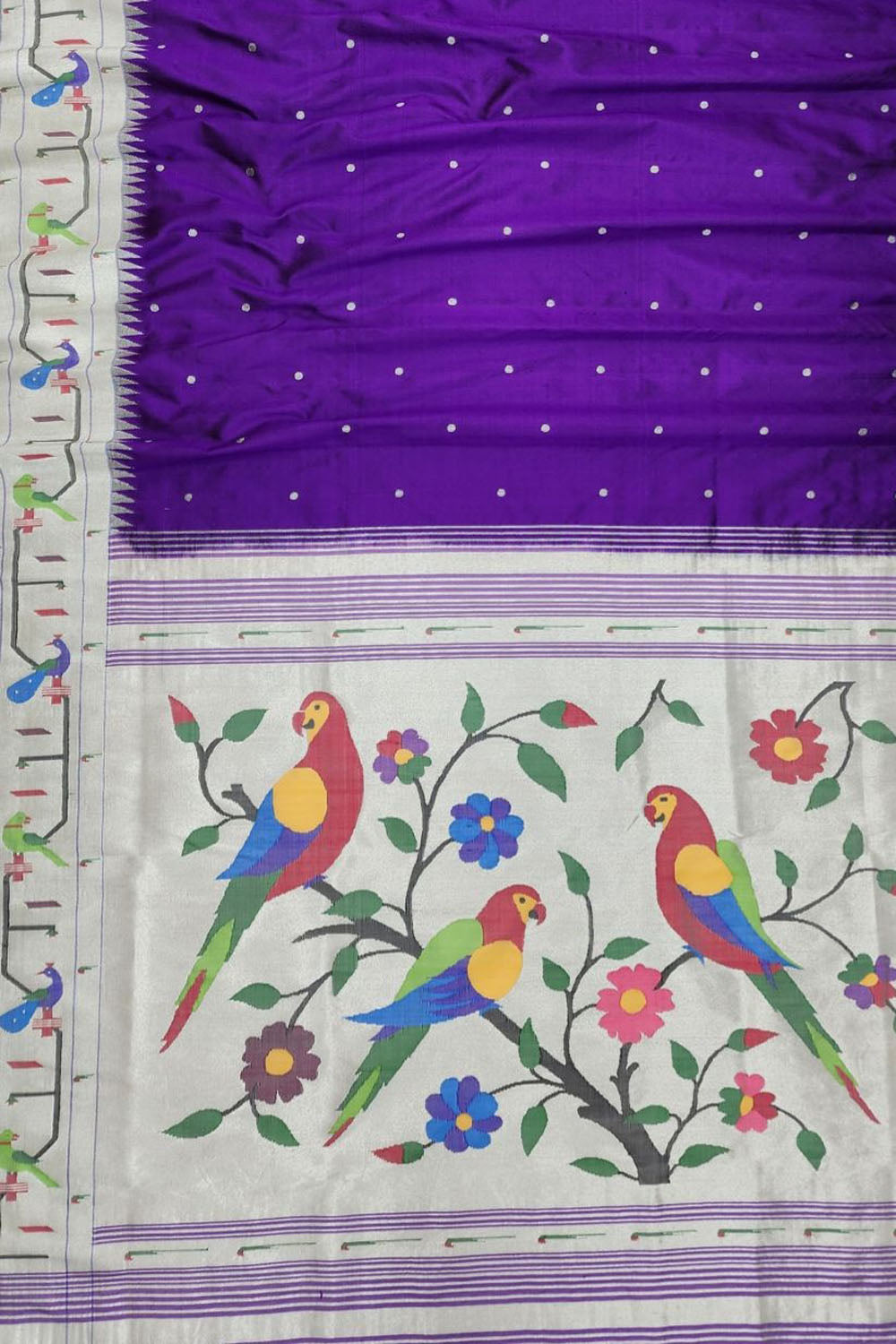 Exquisite Purple Paithani Silk Saree with Muniya Border - Luxurion World