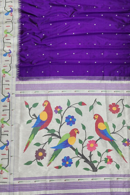 Exquisite Purple Paithani Silk Saree with Muniya Border - Luxurion World