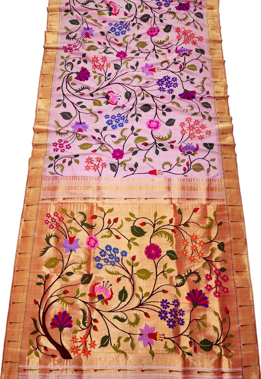 Beautiful Pink Paithani Silk Saree with Muniya Border - Luxurion World
