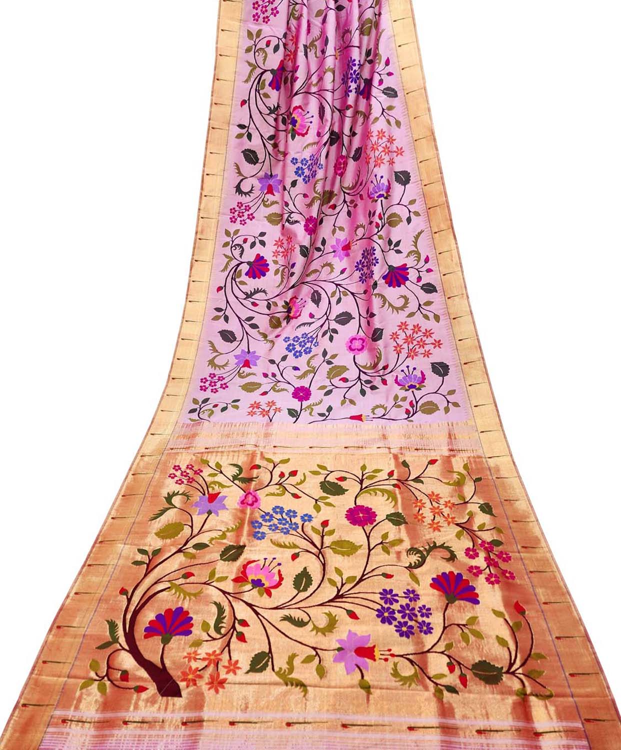 Beautiful Pink Paithani Silk Saree with Muniya Border - Luxurion World