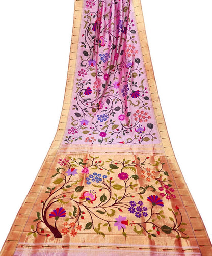 Beautiful Pink Paithani Silk Saree with Muniya Border - Luxurion World