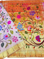 Beautiful Pink Paithani Silk Saree with Muniya Border - Luxurion World
