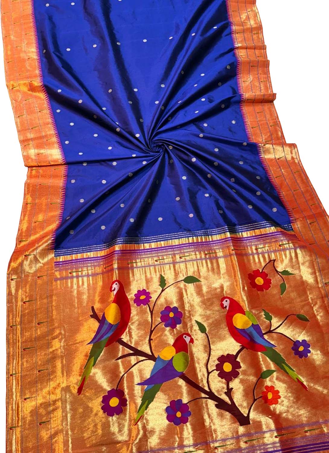 Blue Paithani Silk Saree with Muniya Border - Luxurion World