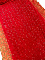 Red Bandhani Paithani Pure Silk Saree - Luxurion World