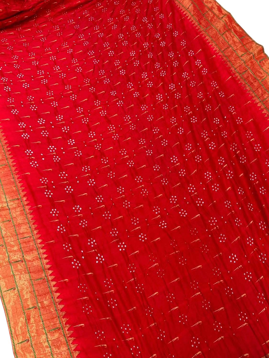 Red Bandhani Paithani Pure Silk Saree - Luxurion World