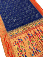 Blue Bandhani Paithani Pure Silk Saree - Luxurion World