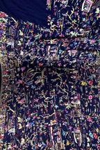 Exquisite Blue Parsi Gara Hand Embroidered Pure Crepe Multicolor Thread Work Saree - Luxurion World