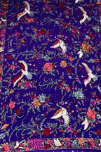 Beautiful Blue Parsi Gara Hand Embroidered Pure Crepe Multicolor Thread Work Saree - Luxurion World