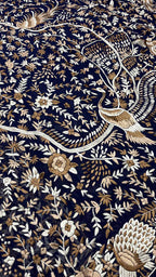 Blue Parsi Gara Hand Embroidered Pure Georgette Multicolor Thread Work Bird And Flower Design Saree - Luxurion World