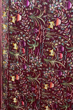 Maroon Hand Embroidered Parsi Gara Pure Georgette Flower And Animal Design Heavy Work Saree - Luxurion World