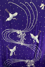 Purple Parsi Gara Hand Embroidered Pure Crepe Flower And Bird Design Saree - Luxurion World