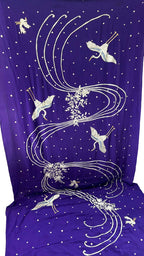 Purple Parsi Gara Hand Embroidered Pure Crepe Flower And Bird Design Saree - Luxurion World