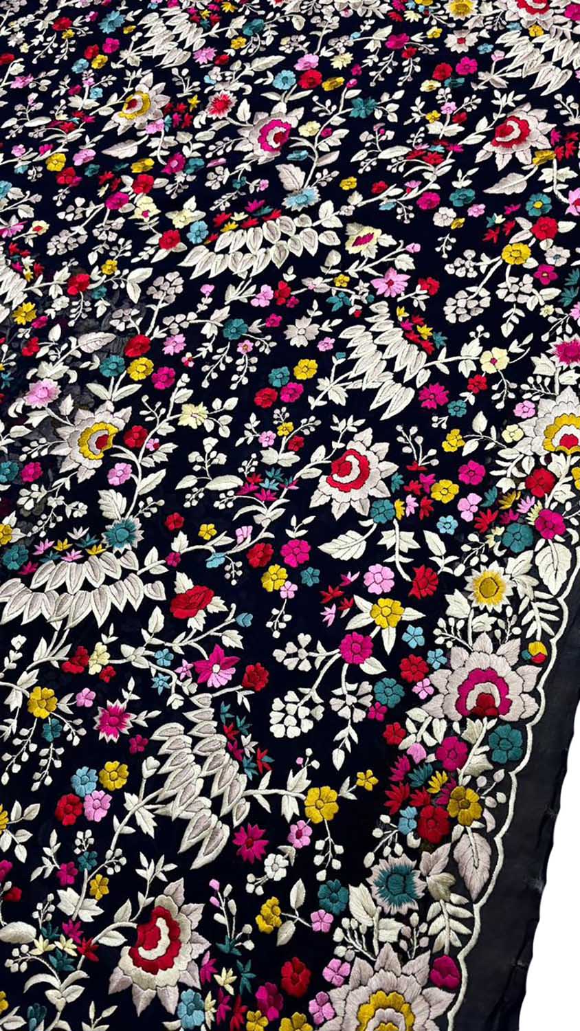 Exquisite Blue Hand Embroidered Parsi Gara Pure Georgette Saree - Luxurion World