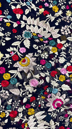 Exquisite Blue Hand Embroidered Parsi Gara Pure Georgette Saree - Luxurion World
