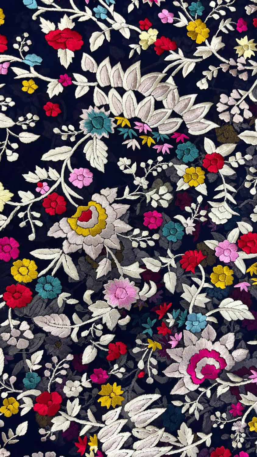 Exquisite Blue Hand Embroidered Parsi Gara Pure Georgette Saree - Luxurion World