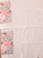 Off White Parsi Gara Hand Embroidered Pure Crepe Bird And Flower Design Saree - Luxurion World