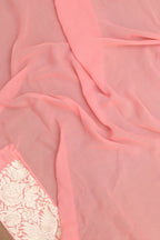 Pink Hand Embroidered Parsi Gara Pure Georgette Floral And Bird Design Saree - Luxurion World