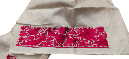 Exquisite Parsi Gara Tussar Silk Saree: Elegant Pastel Hand Embroidery - Luxurion World