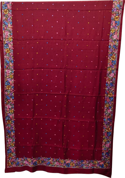 Exquisite Red Hand Embroidered Parsi Gara Tussar Silk Saree - Luxurion World