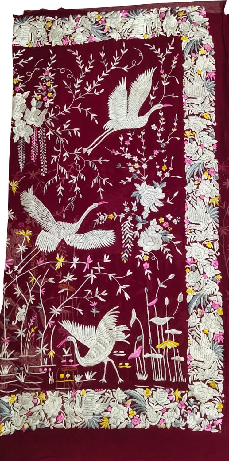 Parsi Gara Georgette Saree: Exquisite Pink Hand Embroidery - Luxurion World