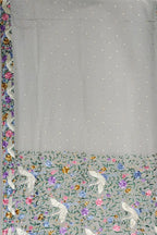 Off White Hand Embroidered Pure Crepe Parsi Gara Work Saree - Luxurion World