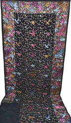 Black Hand Embroidered Pure Crepe Parsi Gara Work Saree - Luxurion World