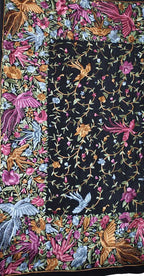 Black Hand Embroidered Pure Crepe Parsi Gara Work Saree - Luxurion World