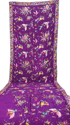 Purple Pure Crepe Parsi Hand Embroidered Flower And Flower Design Saree - Luxurion World